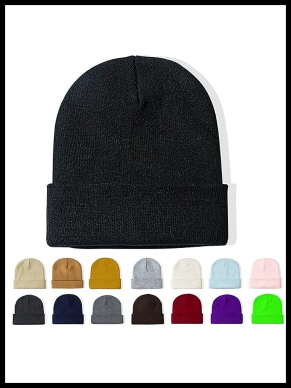 Slouchy Warm Knitted Cuffed Beanie Hat Acrylic Winter Cap Unisex